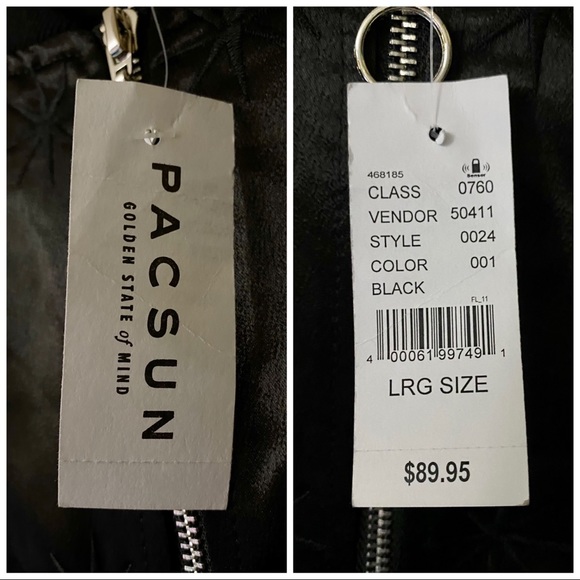 PacSun Honey Punch Black Stars Bomber Jacket, size Large, NWT - Picture 5 of 6